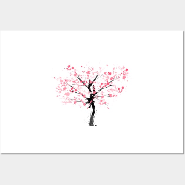 Falling Sakura Tree Japanese Cherry Blossom Wall Art by 4U2NV-LDN